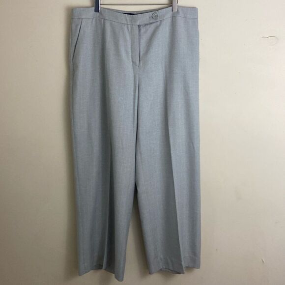Long Tall Sally Grey Check Flat Front Wide Leg Pants size 16 Tall Career Work - Picture 1 of 12